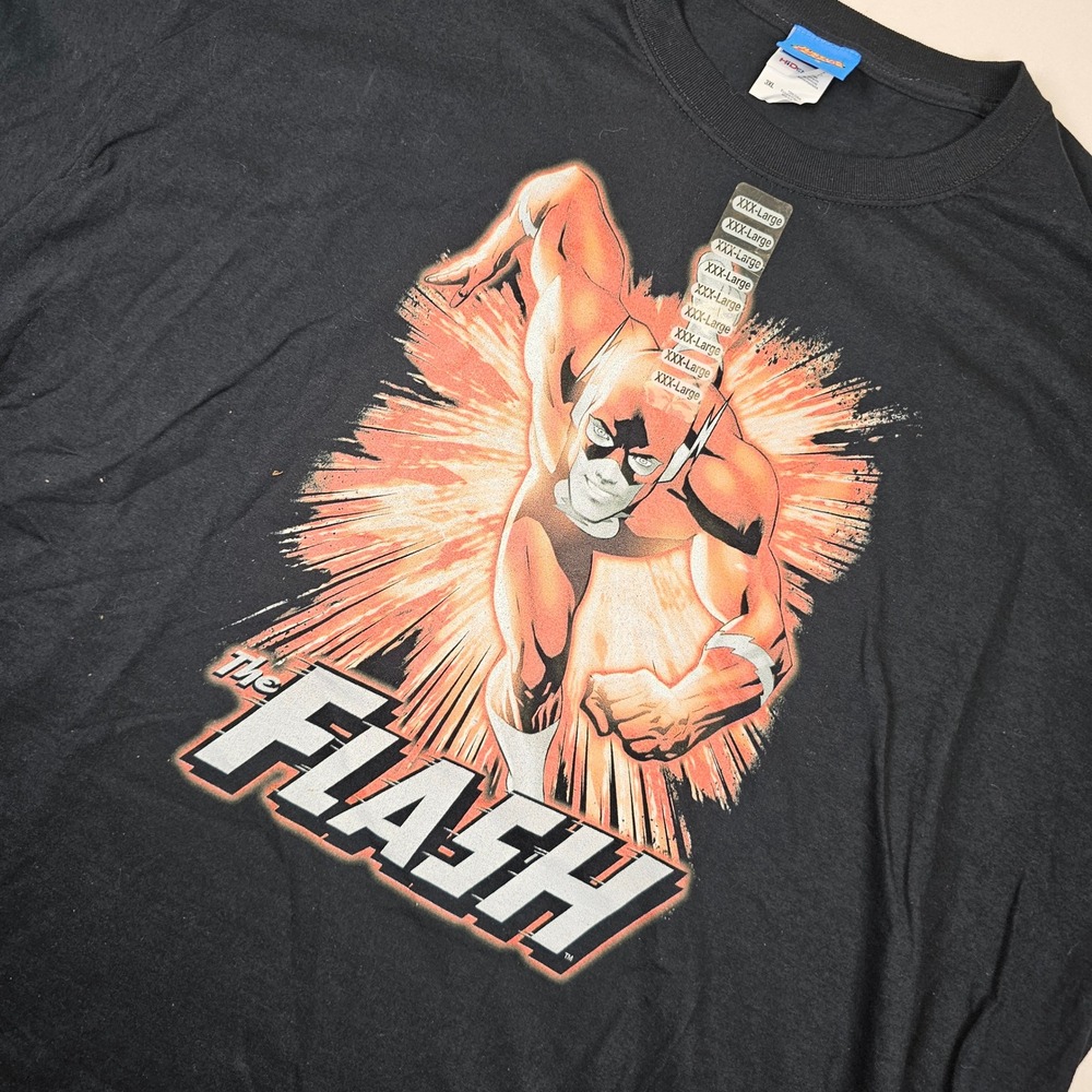 Vtg The Flash Graphic T-Shirt Jerzees DC Comics Black 3XL New With Tags